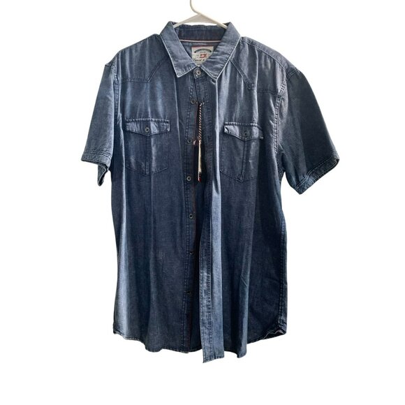 Thread & Cloth Short Sleeve Denim Style Button Down Men's Shirt XL NWT - Picture 1 of 6